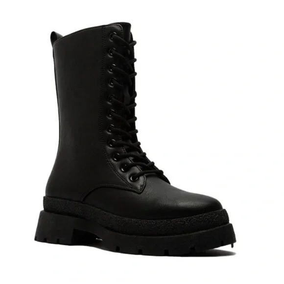 Black Combat Lace up boots - Picture 8 of 12